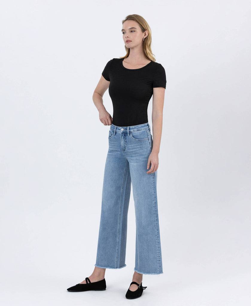 TUMMY CONTROL HIGH RISE ANKLE WIDE LEG JEANS