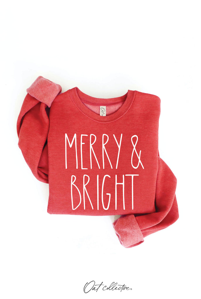 MERRY AND BRIGHT  Graphic Sweatshirt     : MAUVE