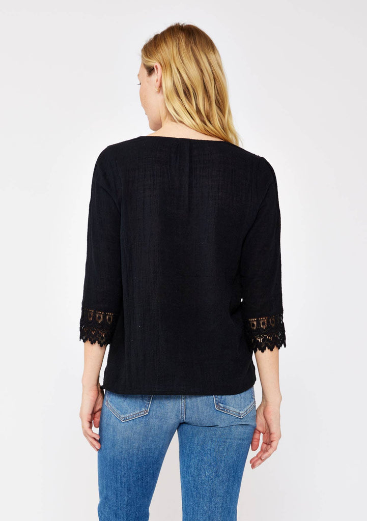 Ellie Sleeve V-Neck Button Down Blouse : Vanilla