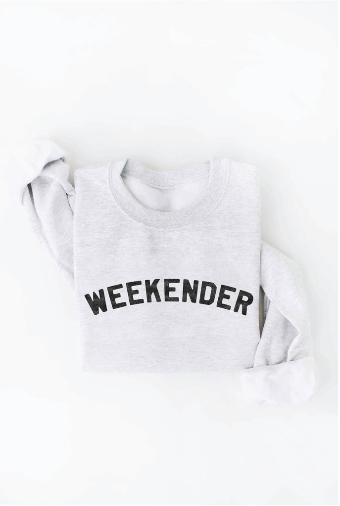 WEEKENDER Graphic Sweatshirt: WHITE HEATHER