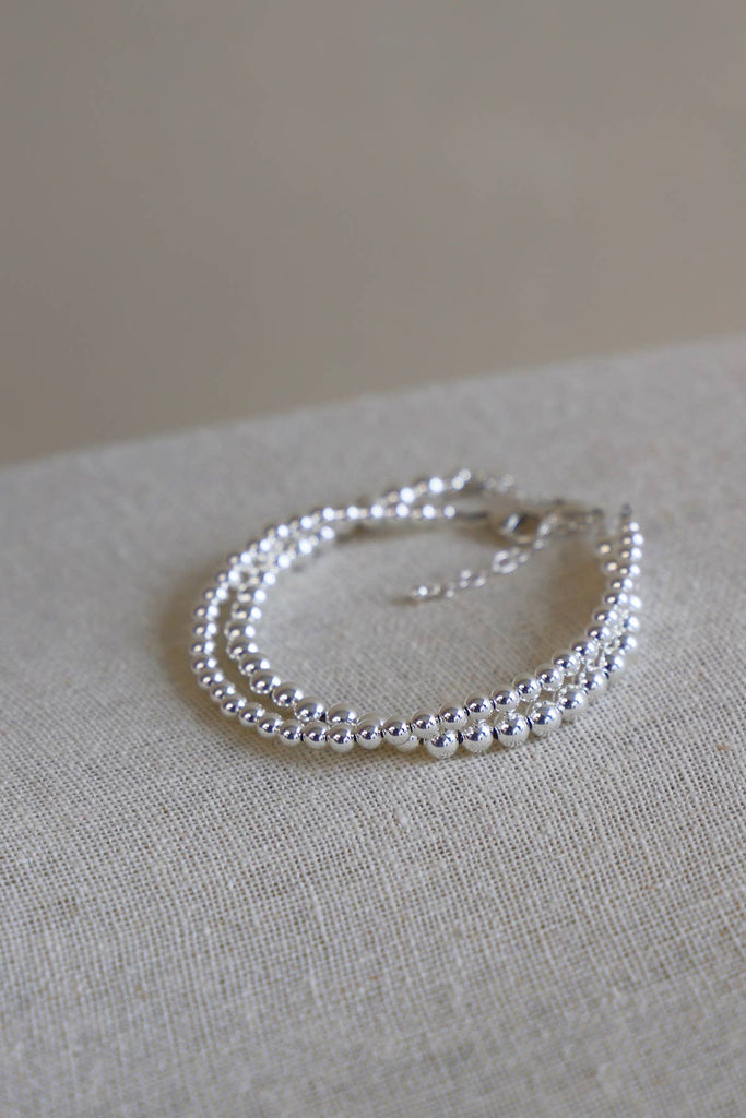 SILVER FILLED BEADED BRACELET: 5MM
