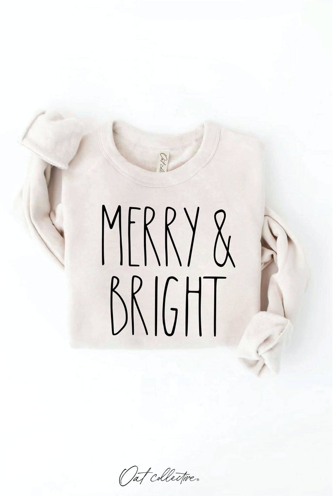 MERRY AND BRIGHT  Graphic Sweatshirt     : MAUVE