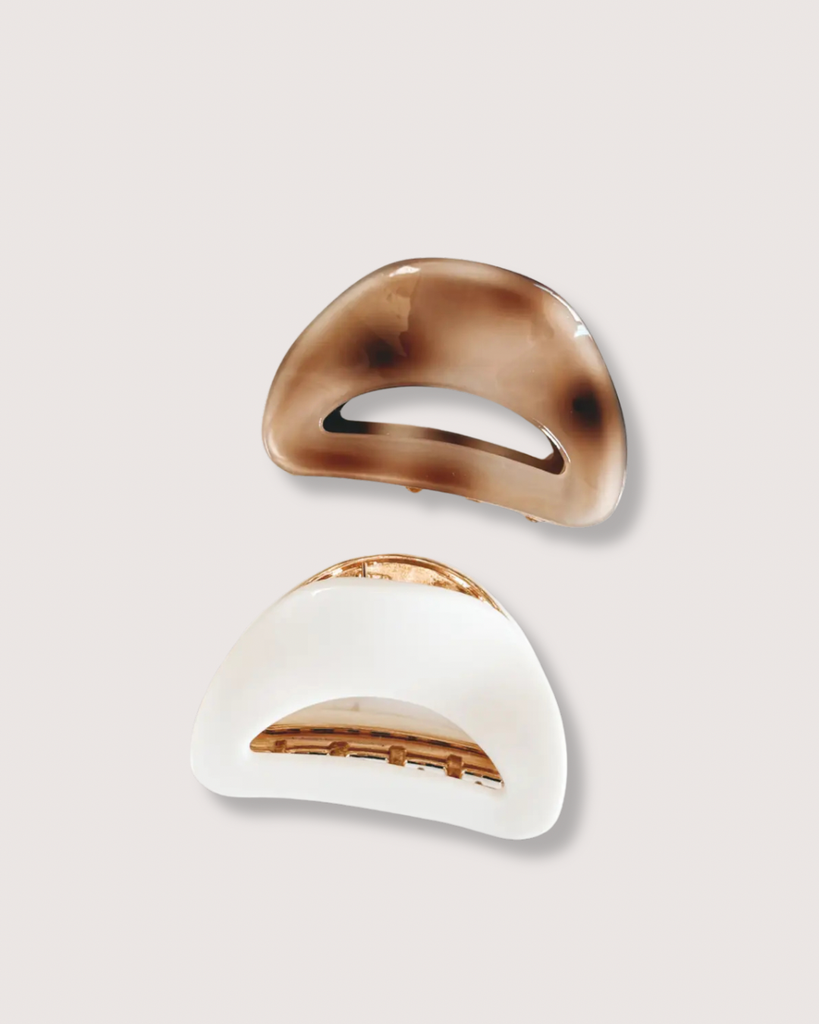 Retro and Gold Claw Hair Clip : Cream