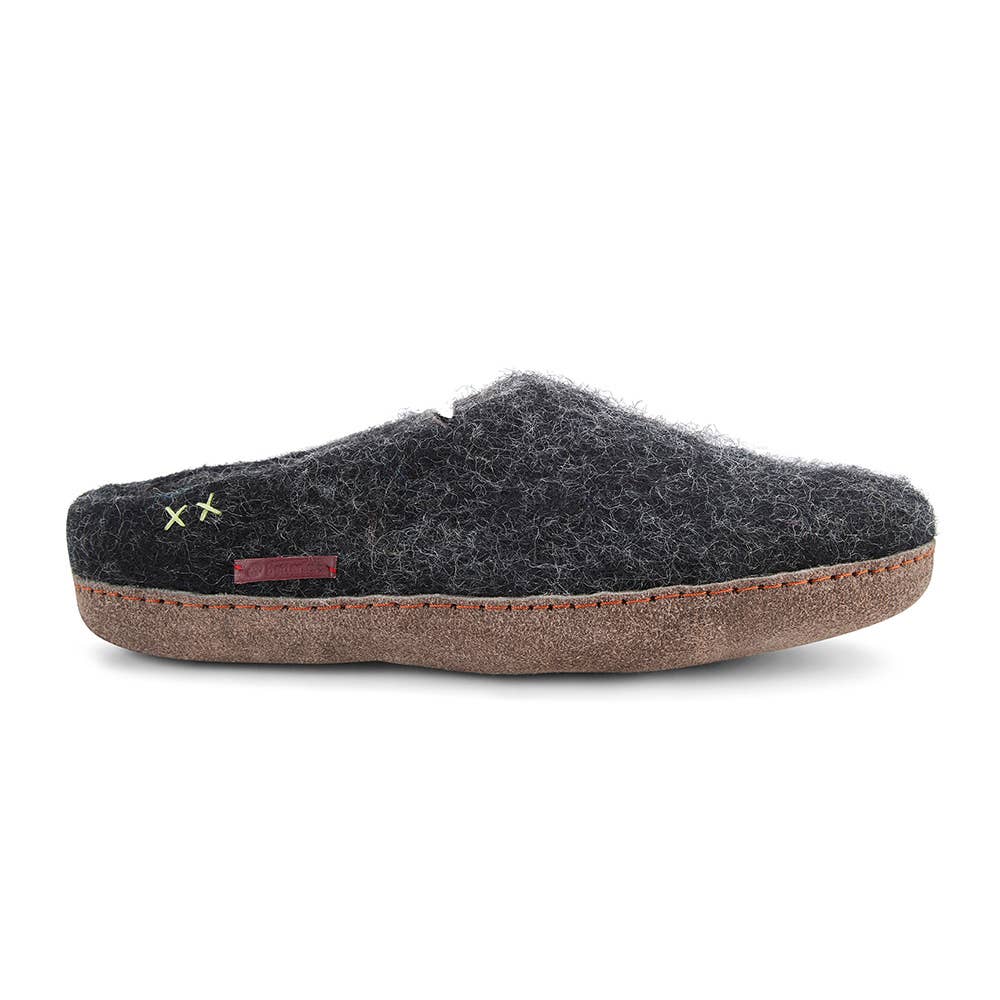 Classic Slipper with leather sole: Grey / Wool / 42
