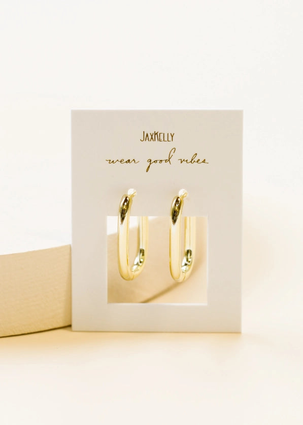 Gold Hoop - Large Rectangle - Earring