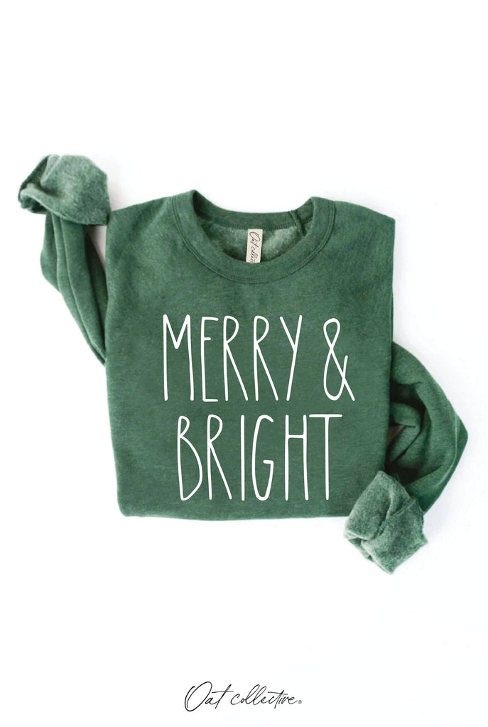 MERRY AND BRIGHT  Graphic Sweatshirt     : MAUVE