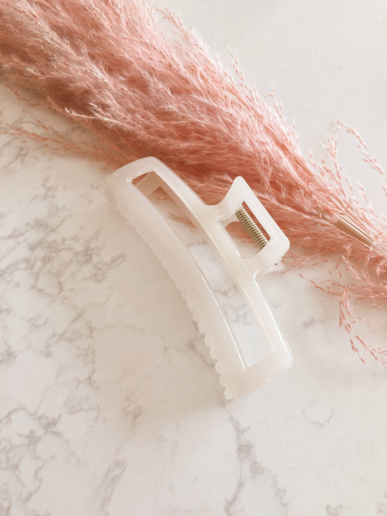 Large *WHITE Gloss Claw Clip