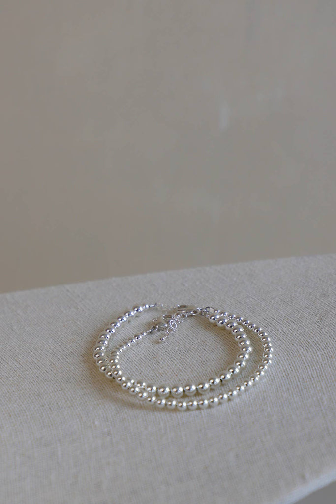 SILVER FILLED BEADED BRACELET: 5MM