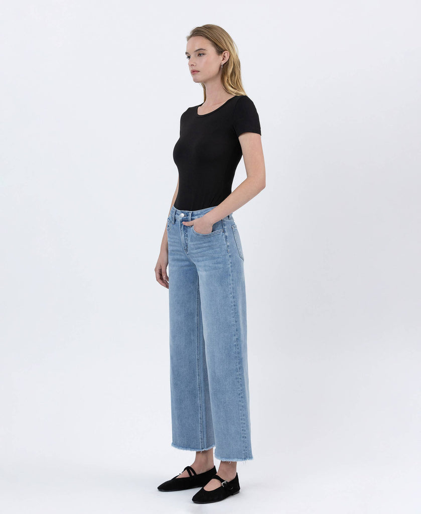 TUMMY CONTROL HIGH RISE ANKLE WIDE LEG JEANS