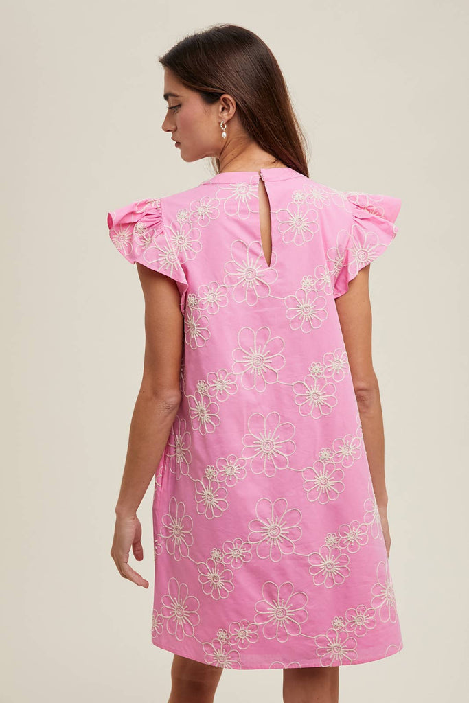 FLORAL EMBROIDERED MINI DRESS