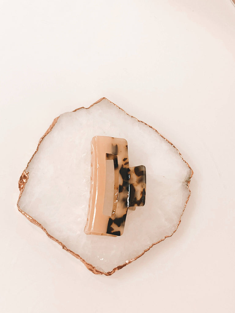Eco Tortoise Block Hair Claw Clip (Peach)