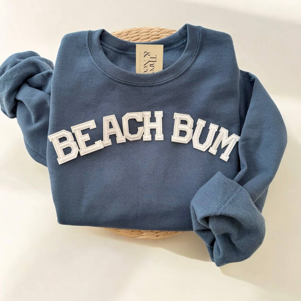 BEACH BUM Sweatshirt, Summer Sweatshirt: Denim Blue