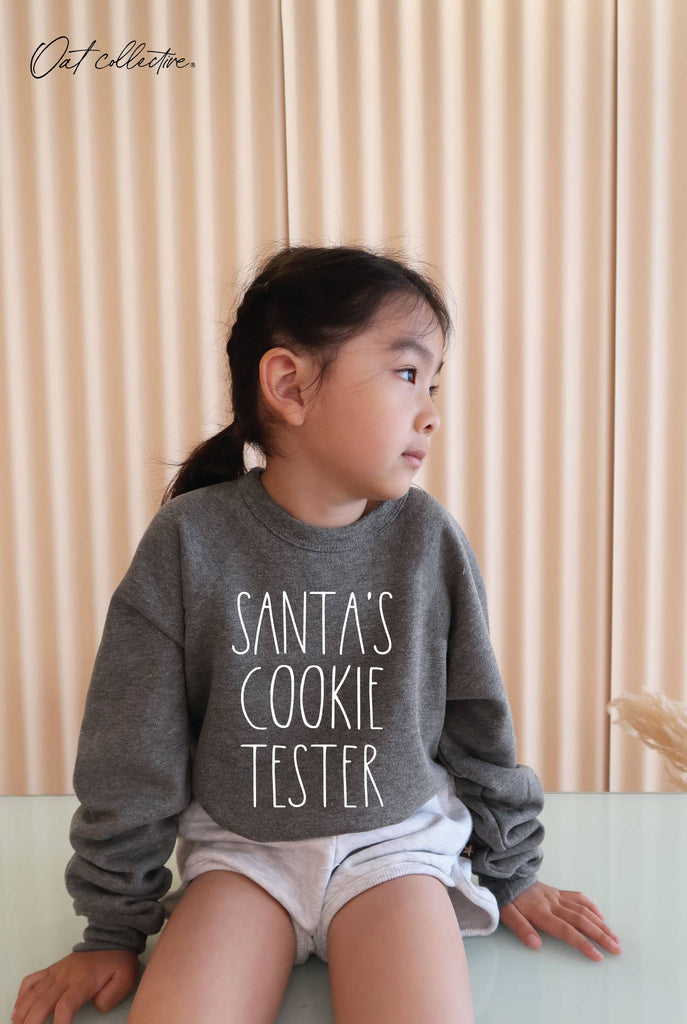 SANTA'S COOKIE TESTER Toddler Graphic Sweatshirt : DARK GREY