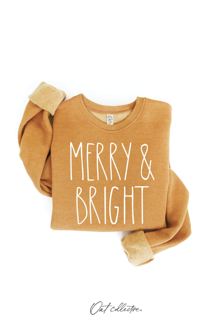 MERRY AND BRIGHT  Graphic Sweatshirt     : MAUVE