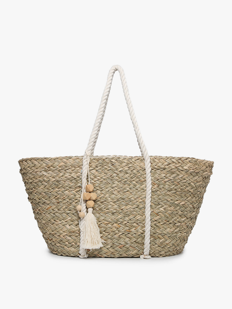 Tinsley Seagrass Tote w/ Rope Handles: Natural