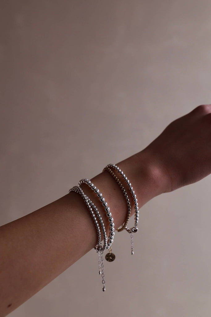 SILVER FILLED BEADED BRACELET: 5MM