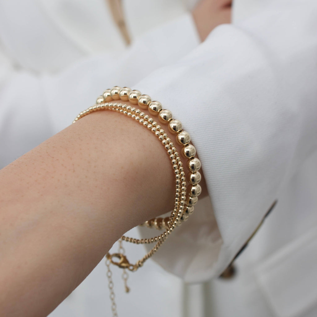 GOLD FILLED BEADED BRACELETS: 5MM