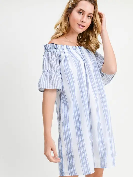 Off the Shoulder Striped Dress