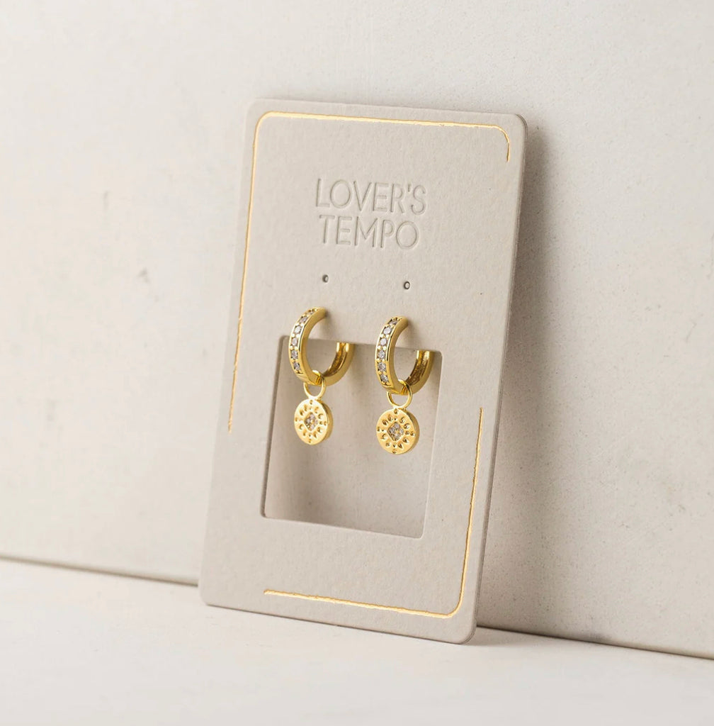 Lover's Tempo - Sun Coin Charm Hoop Earrings