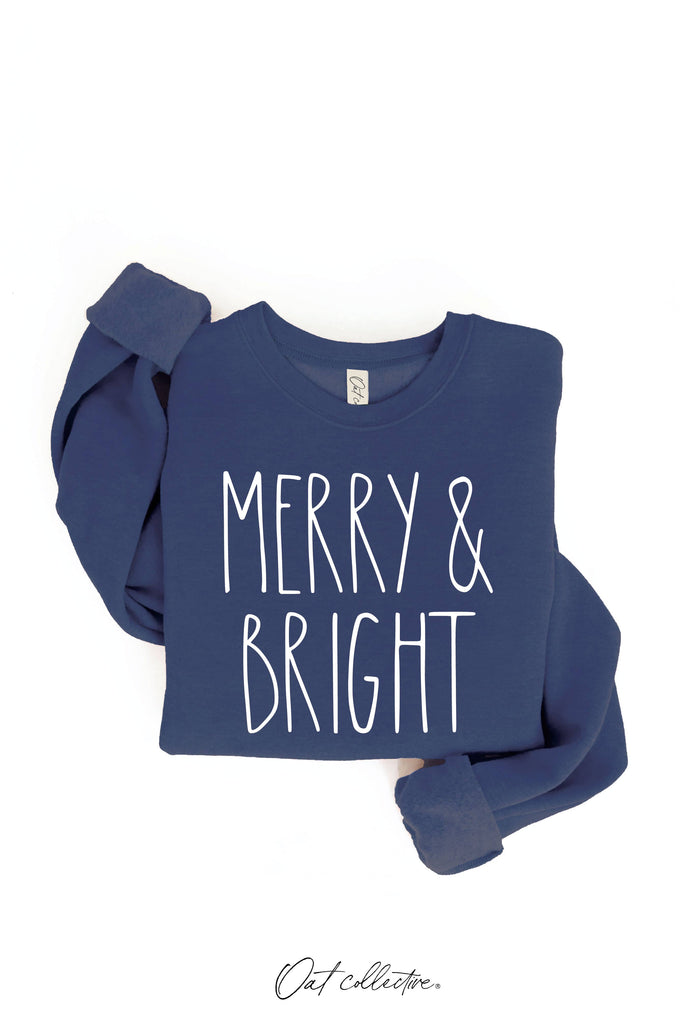 MERRY AND BRIGHT  Graphic Sweatshirt     : MAUVE