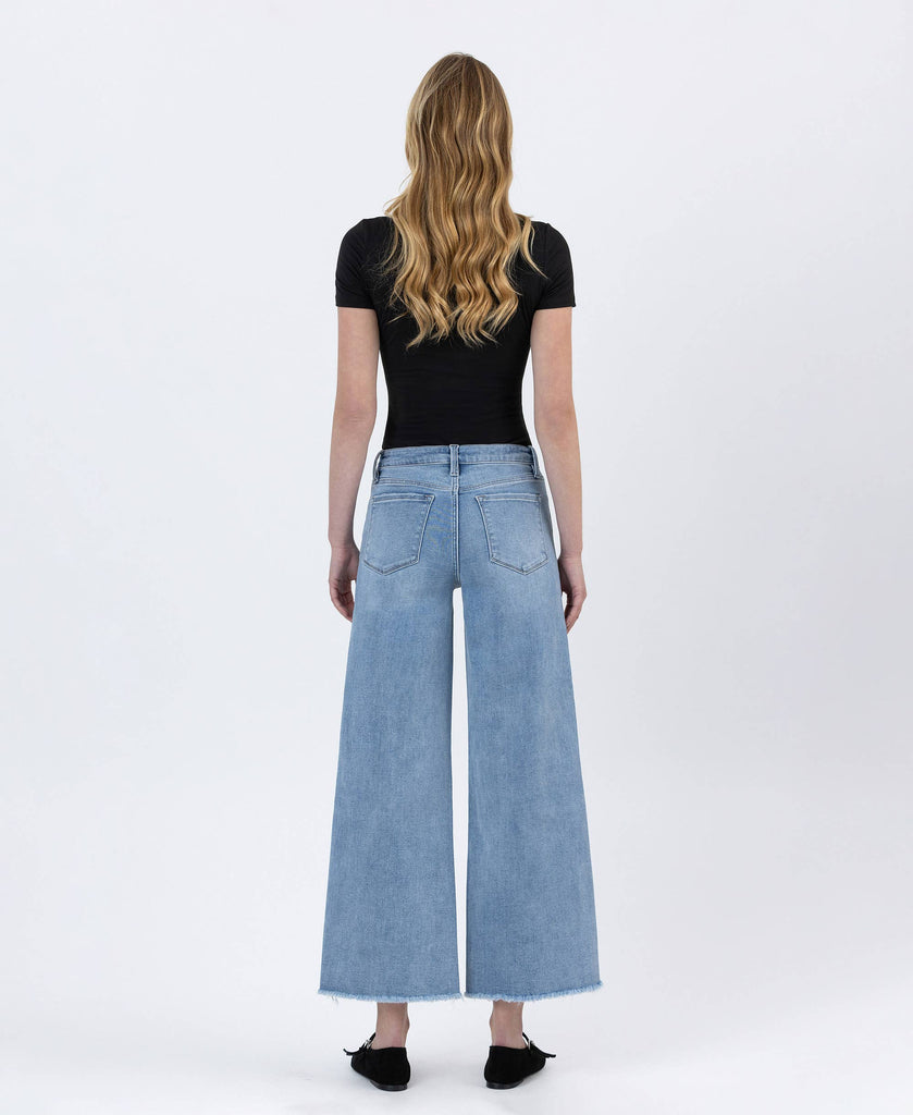 TUMMY CONTROL HIGH RISE ANKLE WIDE LEG JEANS