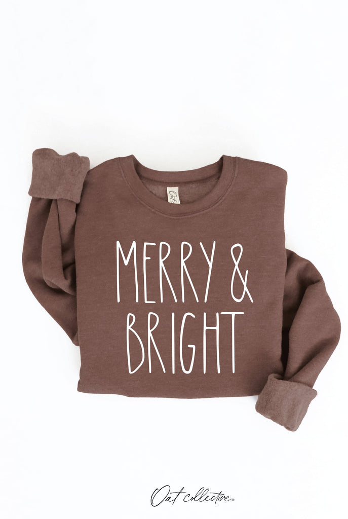 MERRY AND BRIGHT  Graphic Sweatshirt     : MAUVE