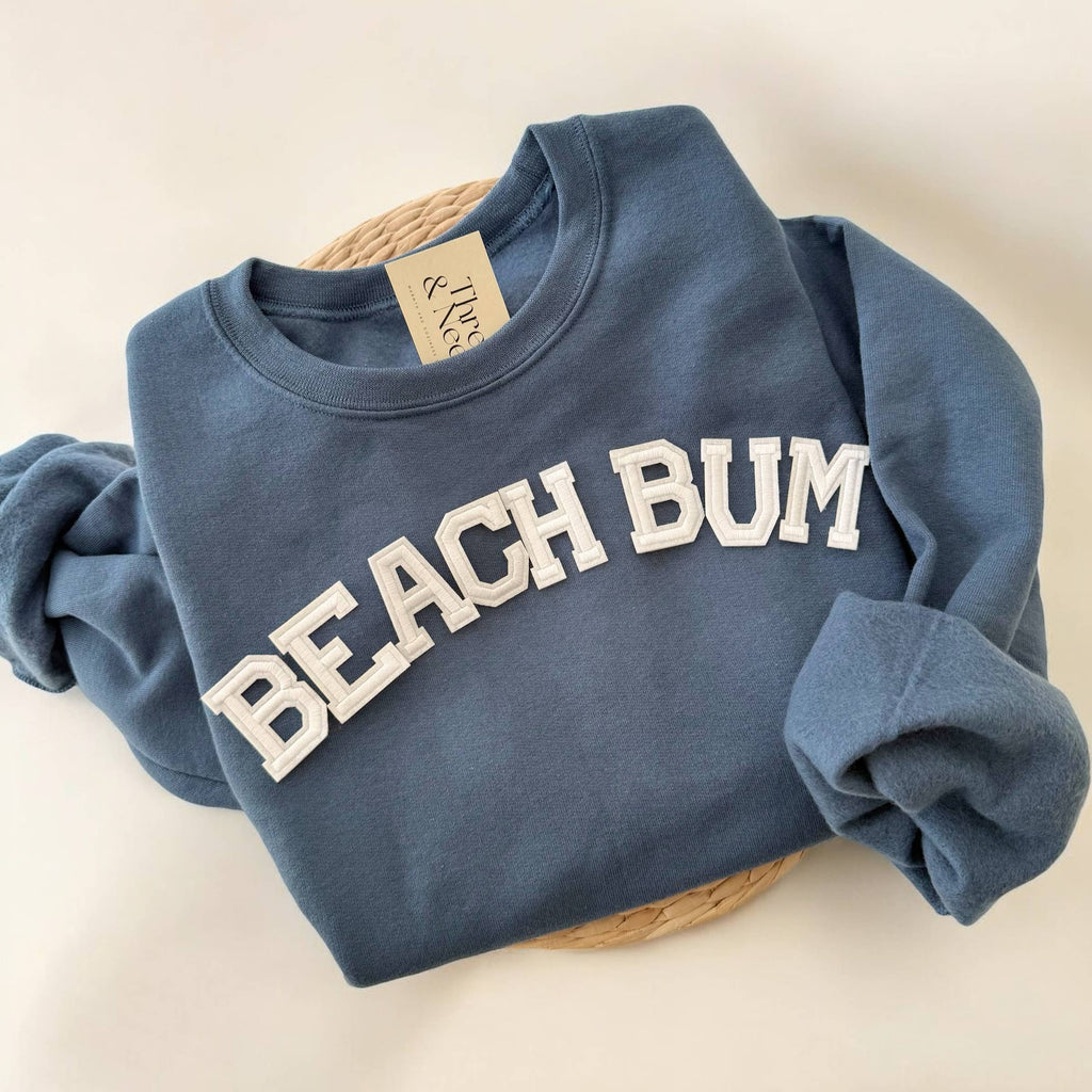 BEACH BUM Sweatshirt, Summer Sweatshirt: Denim Blue