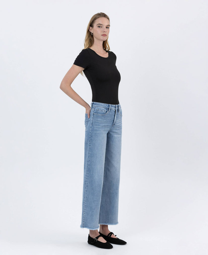 TUMMY CONTROL HIGH RISE ANKLE WIDE LEG JEANS