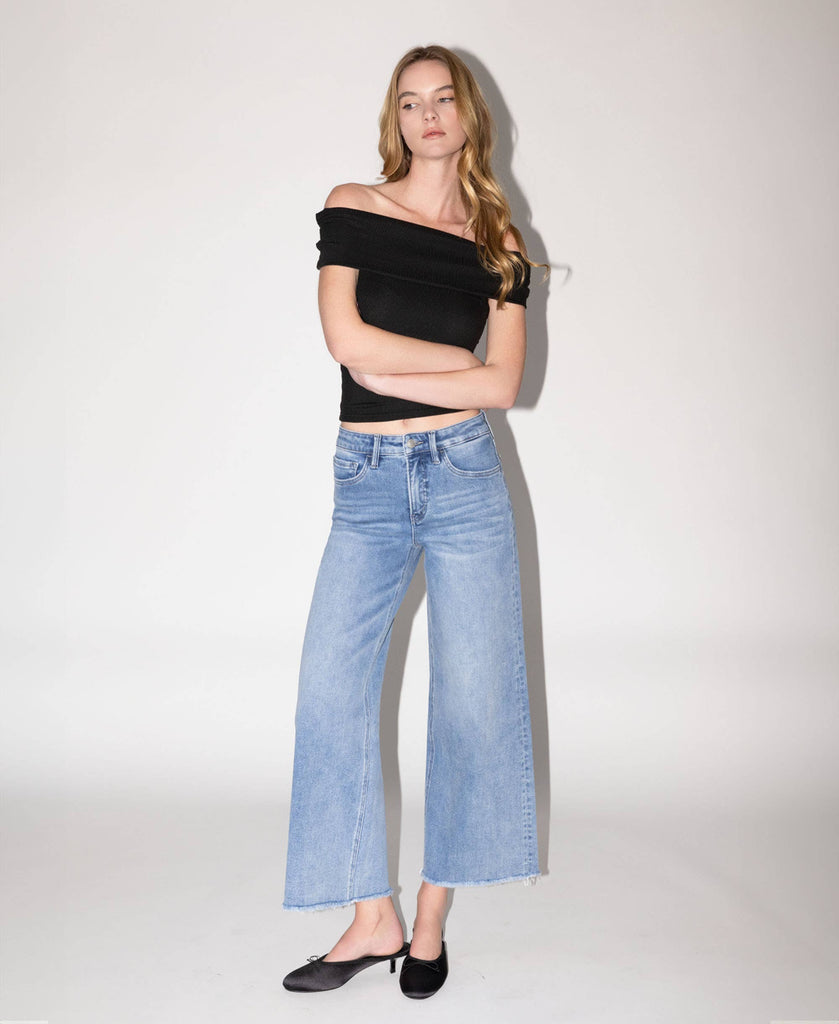 TUMMY CONTROL HIGH RISE ANKLE WIDE LEG JEANS