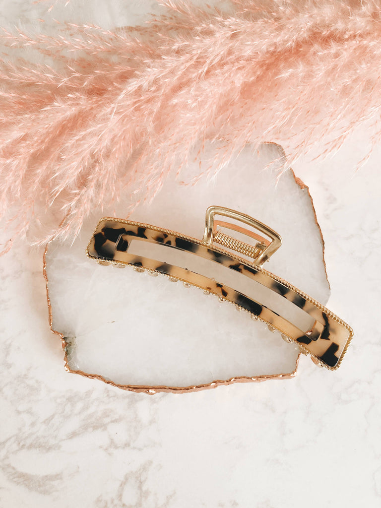 GOLD Metal & Tortois Hair Claw Clip