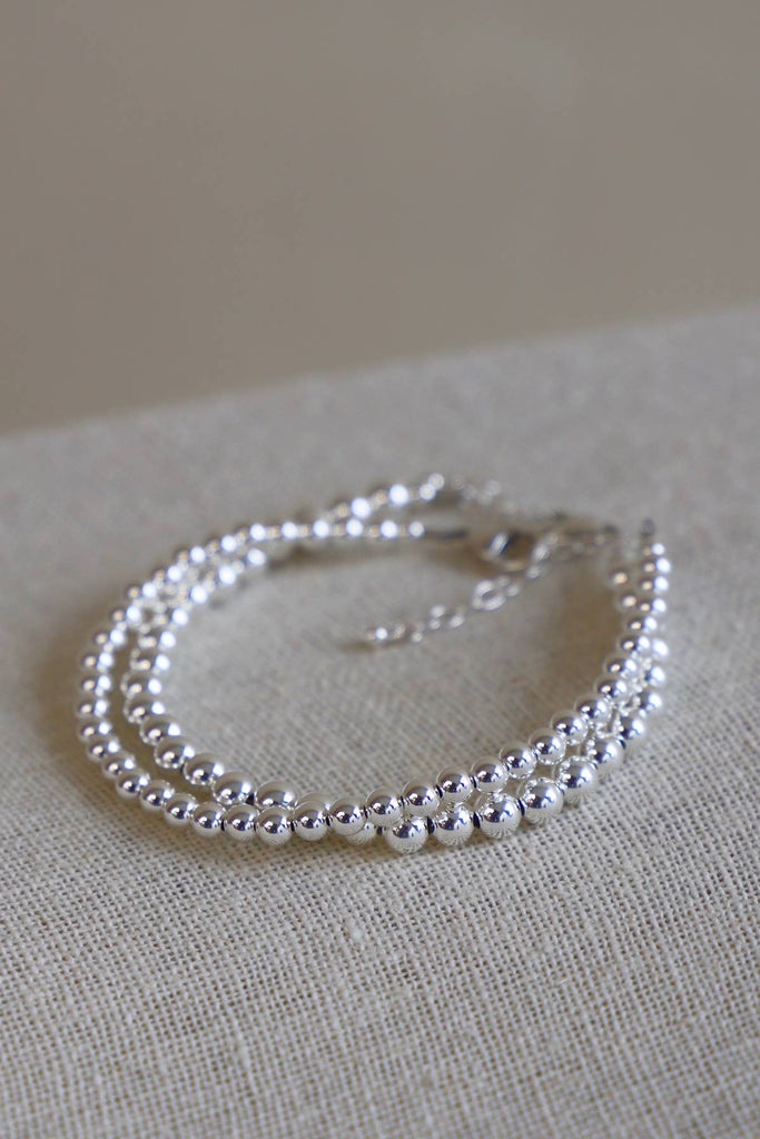 SILVER FILLED BEADED BRACELET: 5MM
