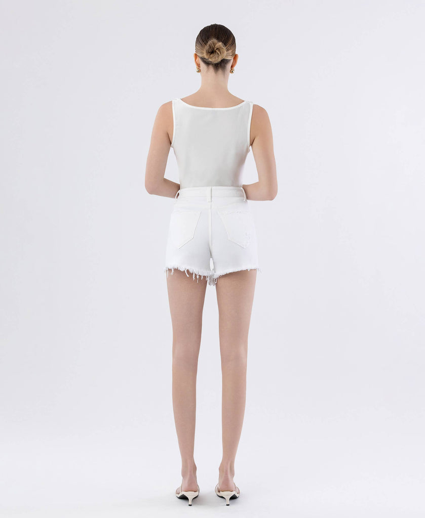 TUMMY CONTROL SUPER HIGH RISE A LINE SHORTS OPTIC WHITE