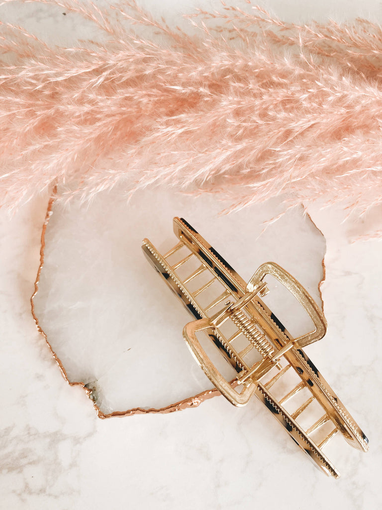 GOLD Metal & Tortois Hair Claw Clip