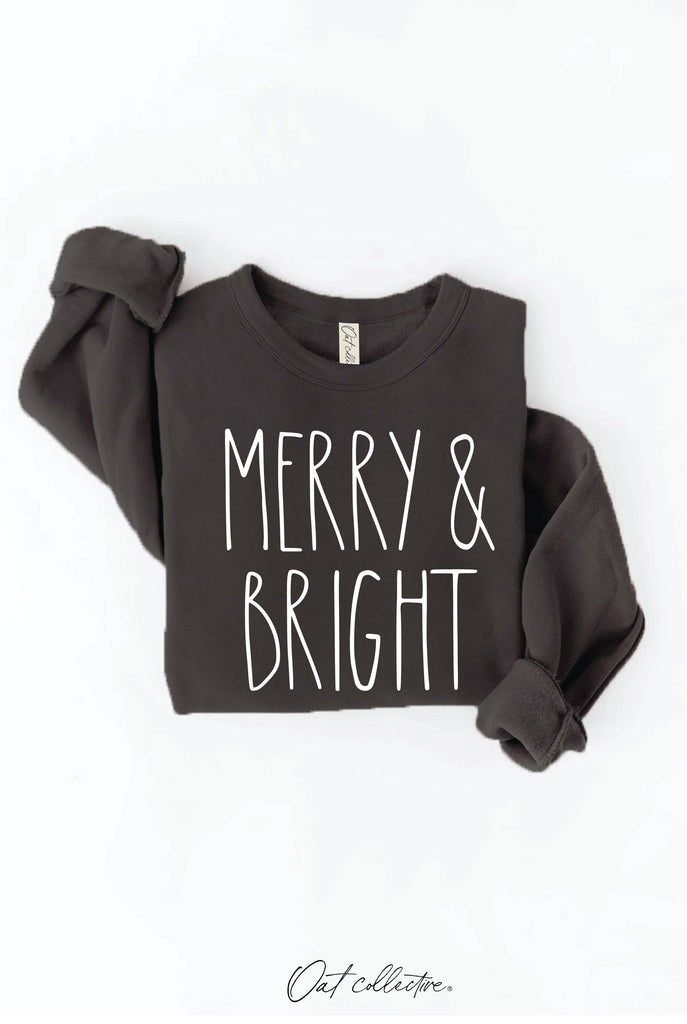 MERRY AND BRIGHT  Graphic Sweatshirt     : MAUVE