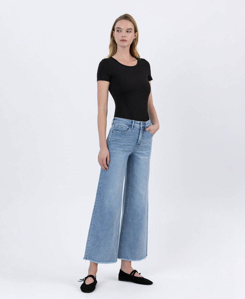 TUMMY CONTROL HIGH RISE ANKLE WIDE LEG JEANS
