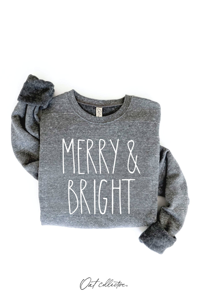MERRY AND BRIGHT  Graphic Sweatshirt     : MAUVE