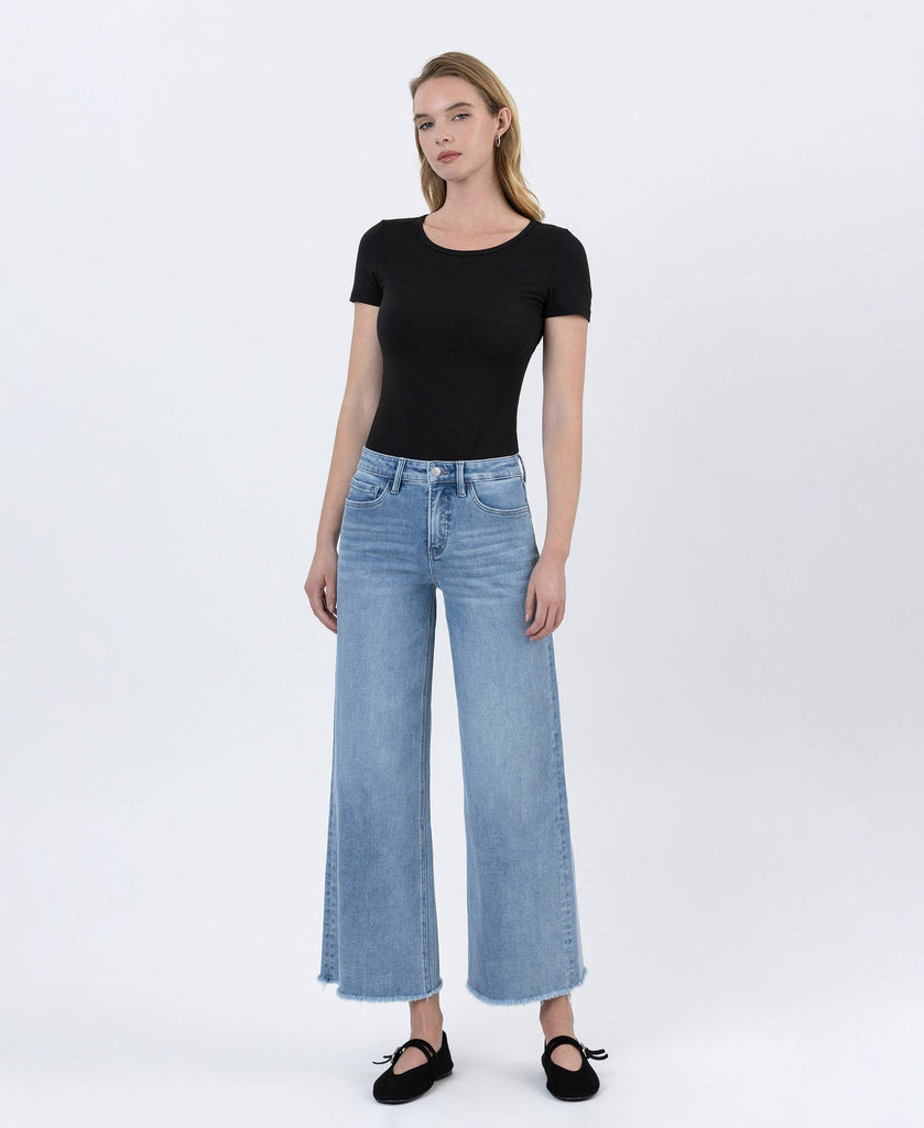 TUMMY CONTROL HIGH RISE ANKLE WIDE LEG JEANS