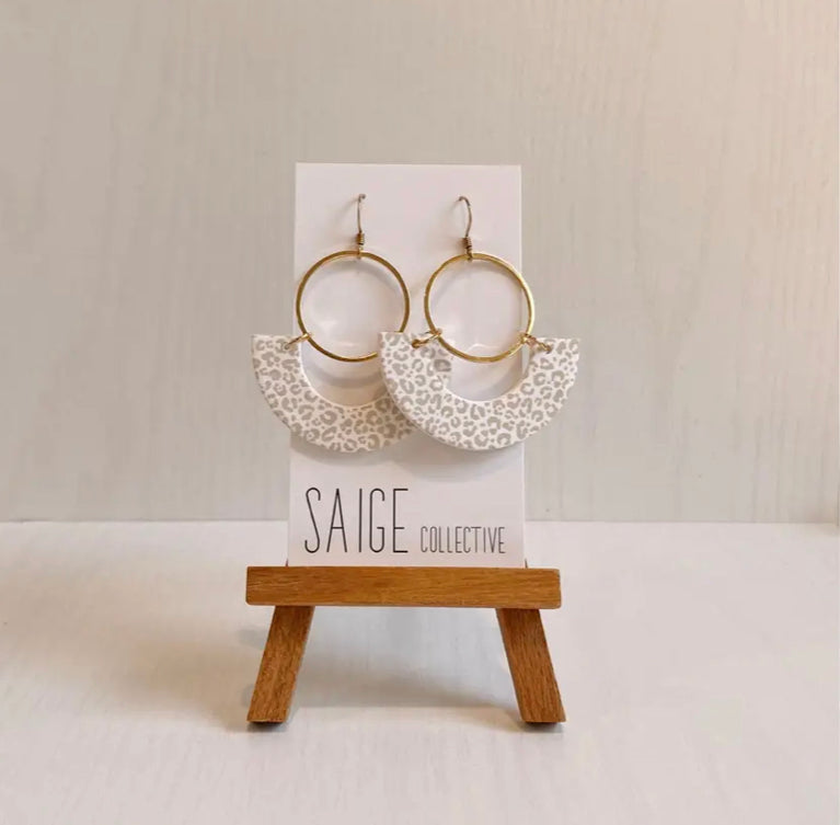 Saige Collective - Osiris white leopard earrings