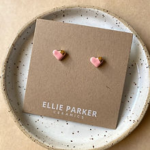 Pink Ceramic Heart Stud Earrings