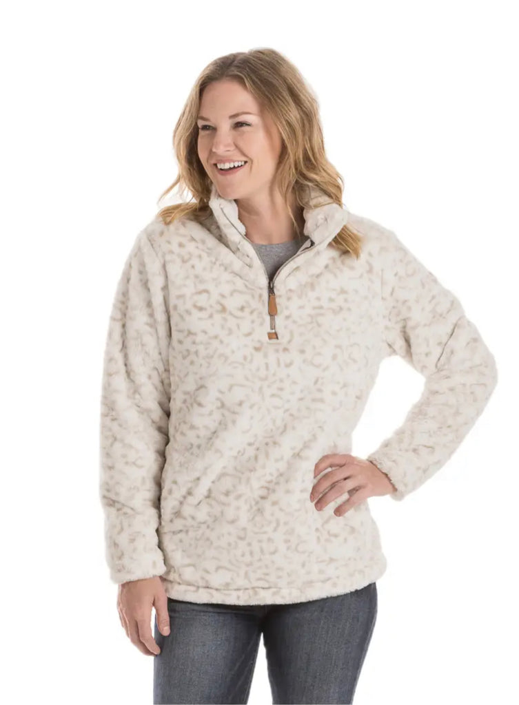 Snow Leopard Faux Fur PULLOVER with Pockets