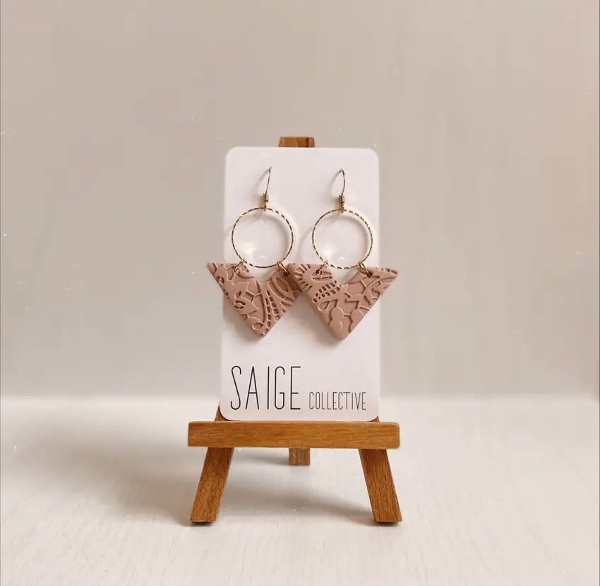 Saige Collective - Blush Lace Clay Earrings