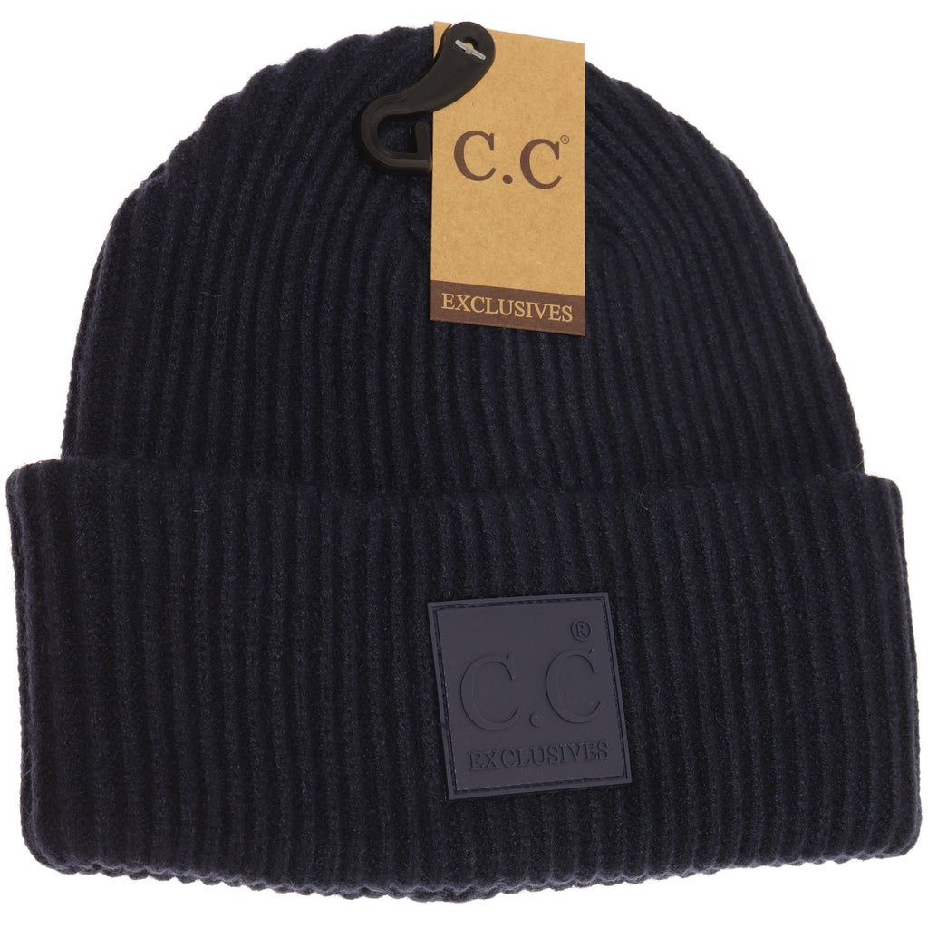 CC Beanie Solid Ribbed with Rubber Patch