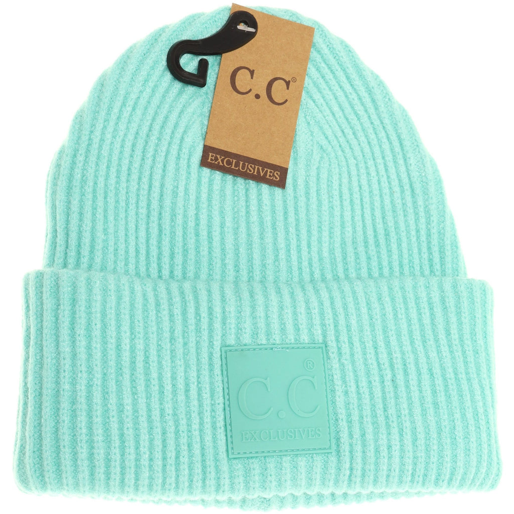 CC Beanie Solid Ribbed with Rubber Patch