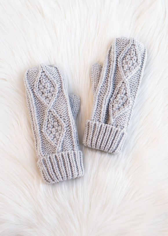 Panache Apparel Light Grey Cable Mittens