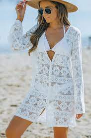 Button Down Lace Tunic Beach Dress