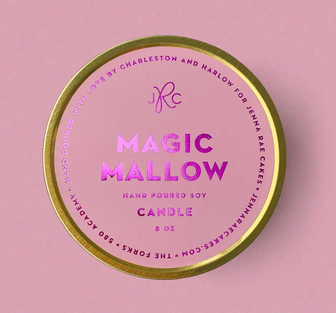 Charleston & Harlow Candle Co 8oz Magic Mallow Soy Travel Candle - Jenna Rae Cakes Collab