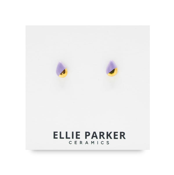 Lilac Ceramic Teardrop Gold Accent Stud Earring