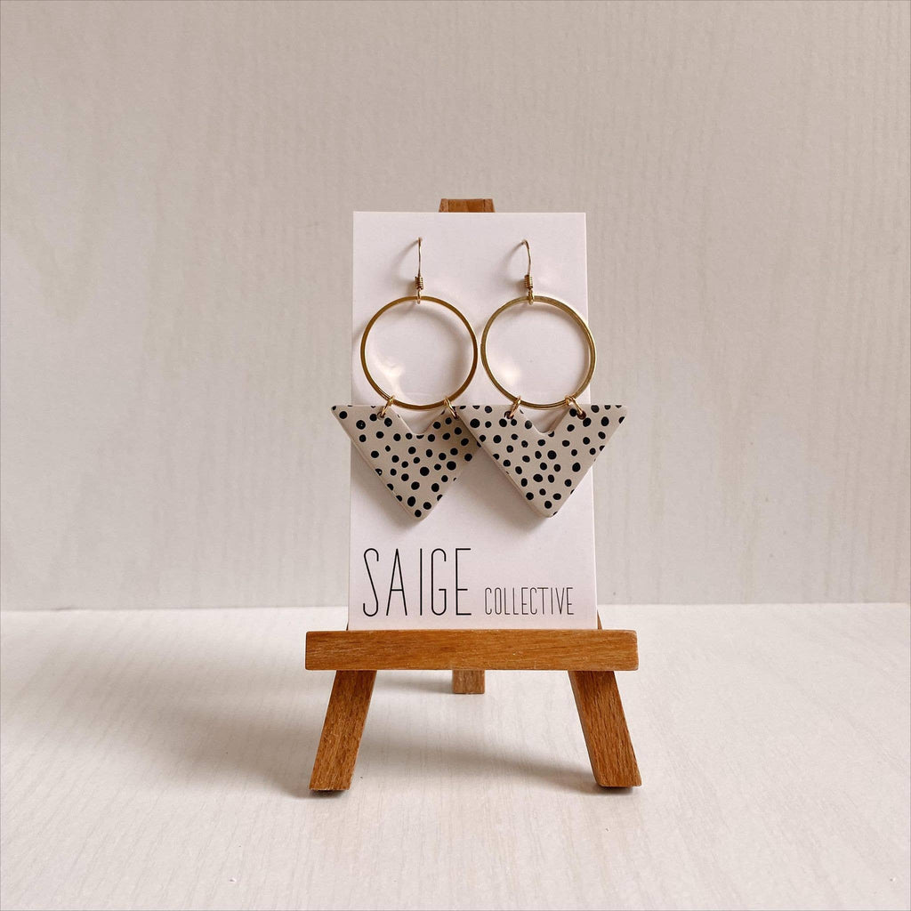 Saige - Vivien tan dot clay earrings
